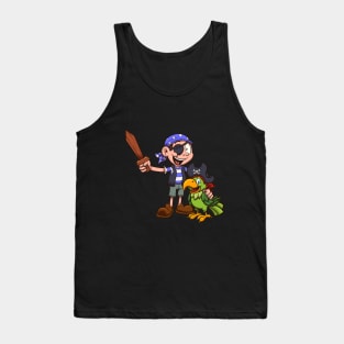 Pirate Kid And Parrot Tank Top